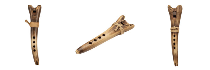Ancient bone flute, prehistoric musical instrument, Paleolithic and Neolithic wind instrument, early human bone whistle, primitive sound tool, archaeological artifact, ancient musical implement © Turlandix