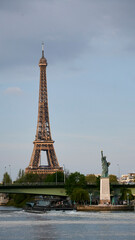 Eiffel tower and statue of liberty replica in paris