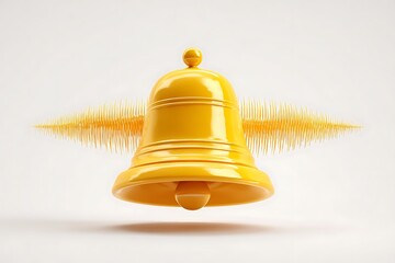Yellow Bell With Sound Wave Visualization
