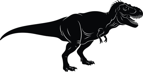 Black T Rex Dinosaur Silhouette Illustration Isolated on White Background for Logo Design Branding Tattoo Sticker Poster and Vector Art Template © Josna