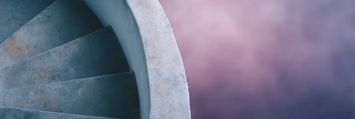 Spiral staircase with a pink background