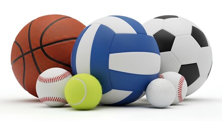 An assortment of sports balls for recreational activities.