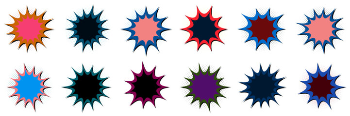 Retro Comic Book Speech Bubbles and Explosion Starbursts for Pop Art Design © SimpleDesignStudio