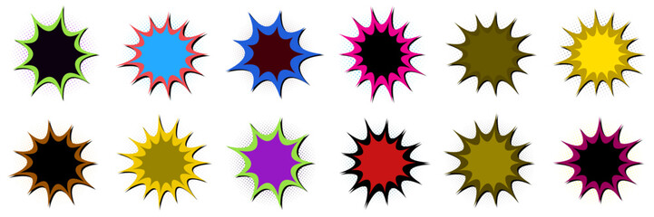 Set of colorful retro pop art comic book explosion bursts for marketing and sales promotions © SimpleDesignStudio