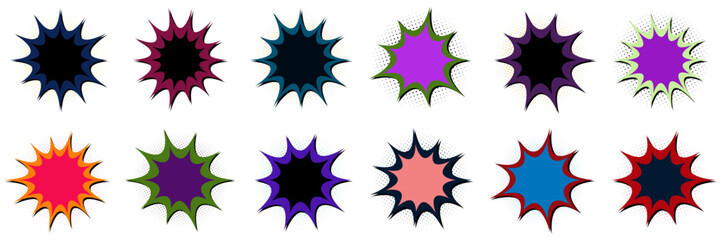 Colorful Retro Pop Art Comic Book Explosion Stickers for Digital Scrapbooking and Social Media © SimpleDesignStudio