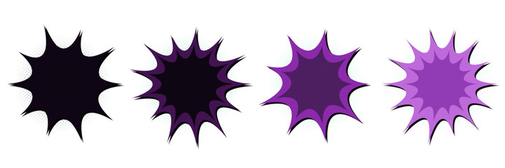 Purple Comic Book Explosion Bubbles for Superhero Manga Graphic Design © SimpleDesignStudio