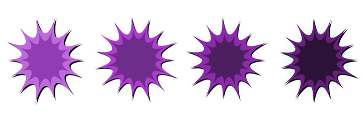Purple Comic Book Explosion Speech Bubbles for Superhero Graphic Design © SimpleDesignStudio