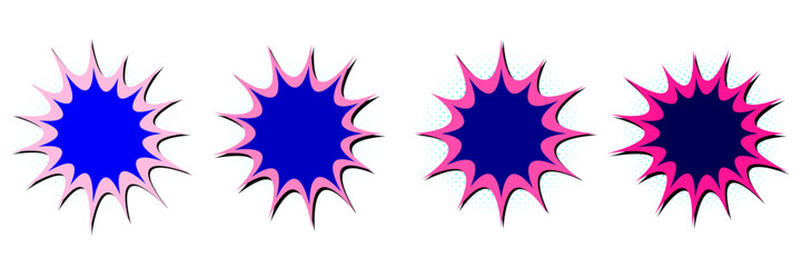Set of four retro comic book starburst explosion frames for pop art design © SimpleDesignStudio