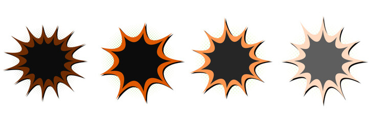 Retro Comic Book Explosion Bubbles for Vintage Superhero Graphic Design © SimpleDesignStudio