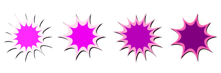 Retro Pink Comic Book Action Burst Elements for Pop Art Graphic Design © SimpleDesignStudio