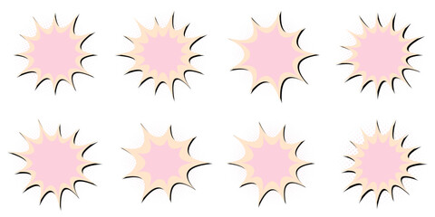 Pink Comic Book Explosion Bubbles, Retro Pop Art Action Burst Elements © SimpleDesignStudio