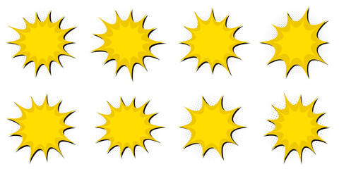 Yellow Comic Book Speech Bubbles for Retro Pop Art Graphic Design Projects © SimpleDesignStudio