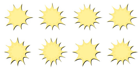 Yellow Comic Book Speech Bubbles, Retro Pop Art Explosion Elements for Graphic Design © SimpleDesignStudio