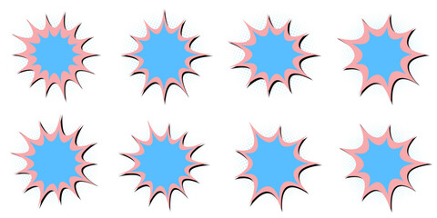 Retro Comic Book Action Bubbles Set for Video Game UI and Social Media Stickers © SimpleDesignStudio