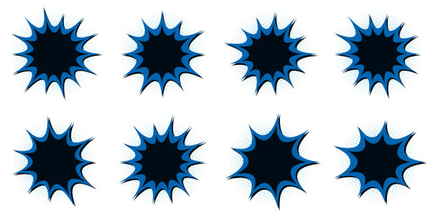 Blue Comic Book Explosion Bubbles for Superhero Action Scenes and Manga Art © SimpleDesignStudio