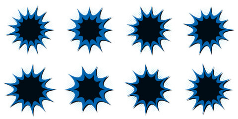 Blue Superhero Comic Book Explosion Bubbles for Retro Pop Art Party Invitation Graphics © SimpleDesignStudio