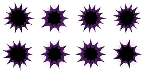 Dark Purple and Black Comic Book Starburst Speech Bubbles for Villainous Action Scenes © SimpleDesignStudio