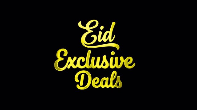 Luxurious 3D Gold Eid Exclusive Deals Animated Typography Transparent