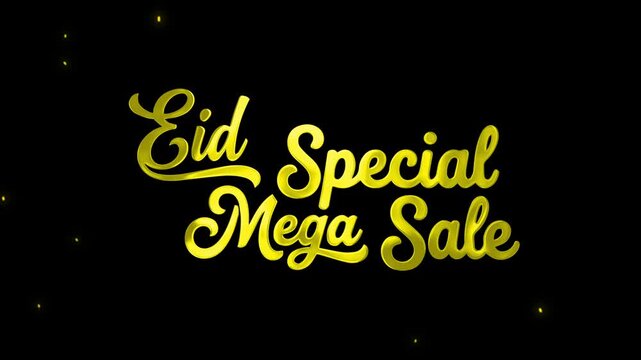 Luxurious 3D Gold Eid Special Mega Sale Animated Typography