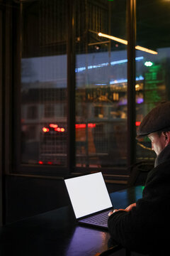 Small business owner working late 