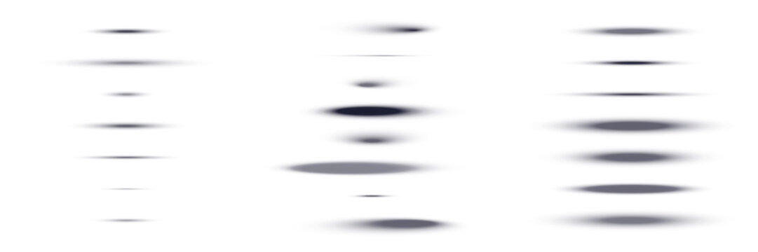 Collection of realistic oval drop shadows for e-commerce product presentation and minimalist UI design elements