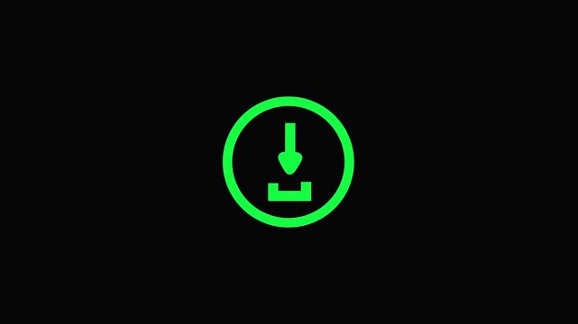 Green download on black background for technology and software concepts download green technology symbol.