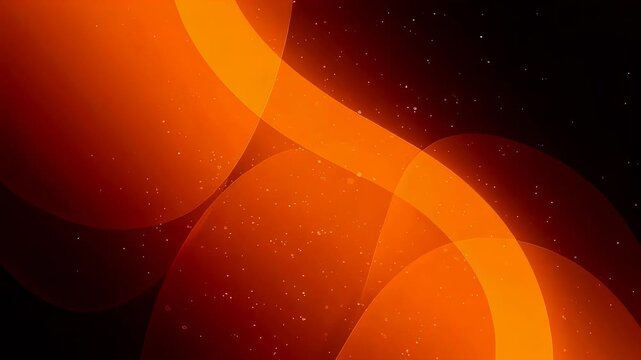 Abstract orange and black digital background animation with glowing curves and moving particle effects, modern art for broadcast media