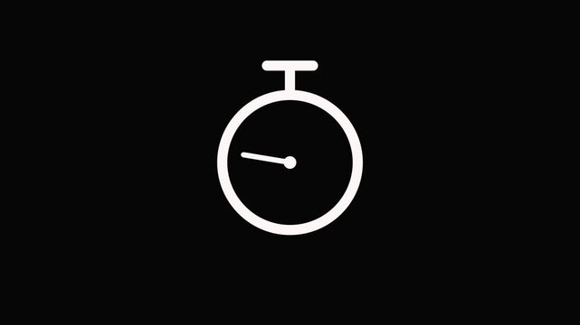 Stopwatch Animation White Circle Timer Symbol on Black Background clock.
