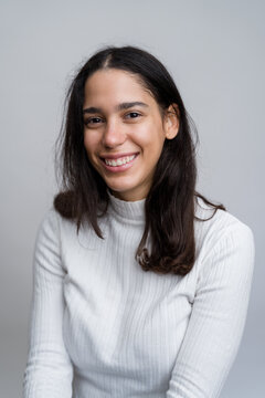  woman smiling and showing happiness