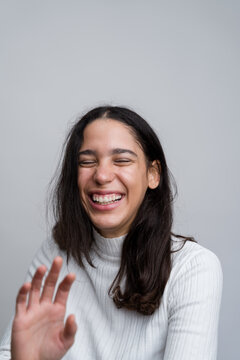 woman is laughing 