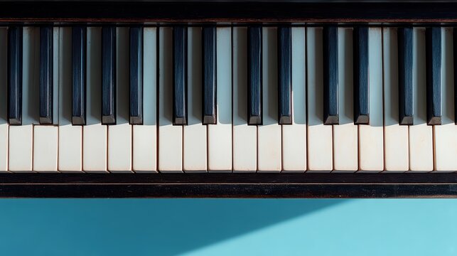 Minimalist overhead view of piano keys with soft shadow