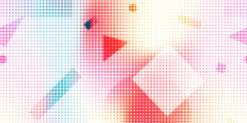 Abstract multicolor geometric elements dotted halftone vector background. Blue and red organic gradient half tone dot textured shapes pattern for banner, cover, water texture, surface design © Tatahnka