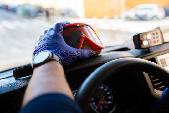 Close-up of a paramedic's hands