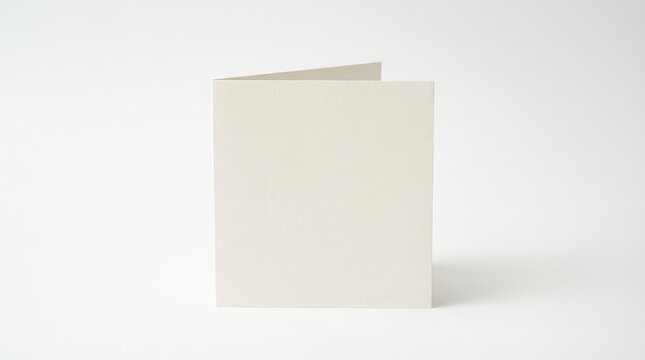 Minimalist folded blank greeting card on white background