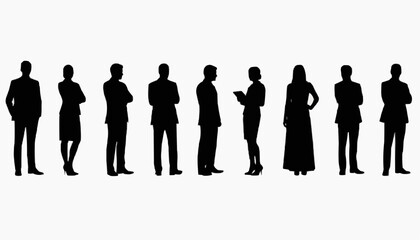 business people silhouettes Professional Business People Silhouettes Vector Set &ndash; Corporate Team, Leadership, Diverse Workforce Poses