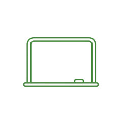 Blank green outline of a whiteboard with a small eraser icon on the right side against a white background, perfect for educational or presentation graphics