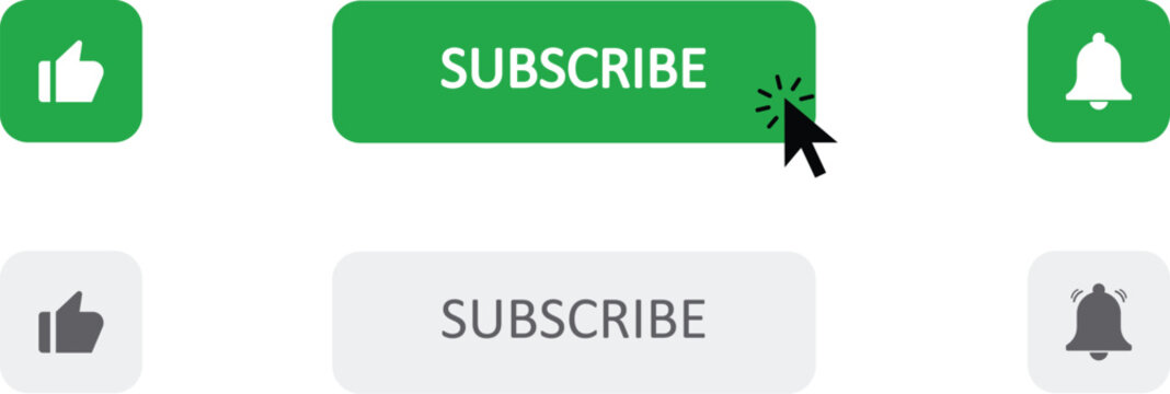 Subscribe button with thumbs up and bell icons for notifications