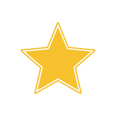 Obraz premium Bright yellow star icon with a white outline, ideal for indicating favorite status, top ratings, premium quality, or achievement in various digital design projects