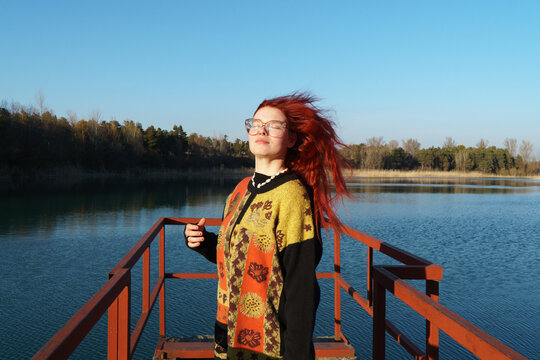 Traveller on lake Portrait 