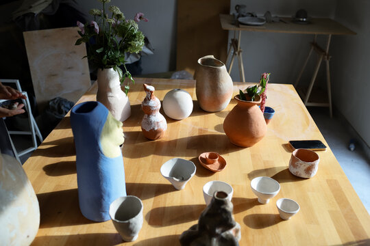 ceramic dishes on the table