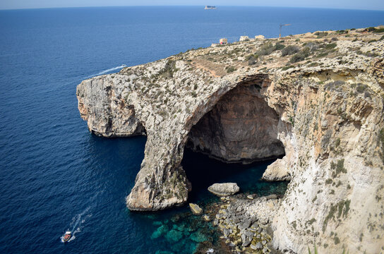 Aerial View of the Blue Grotto and Filfla Island, Malta