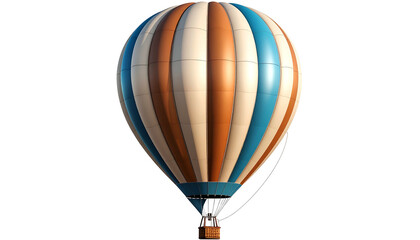 Fototapeta premium Colorful hot air balloon with striped panels against a pure black background