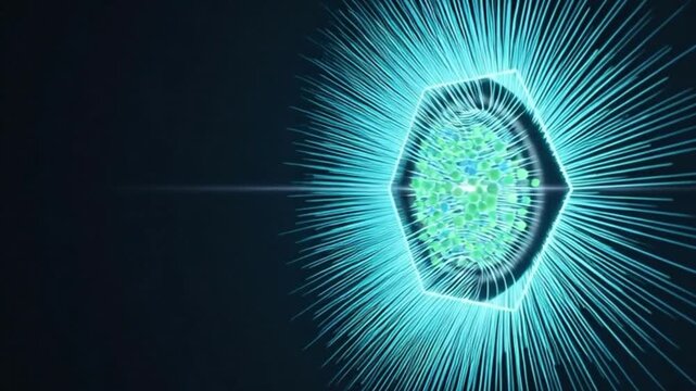 Data particles moving toward a region and stopping at digital boundary.