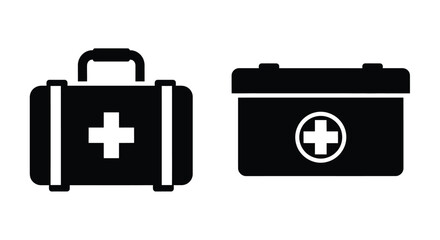 Obraz premium Two medical cases depicted in a minimalist black silhouette