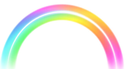 Fototapeta premium Vibrant Gradient Rainbow Arc with Soft Double Lines Illuminating a Bright and Whimsical Colorful Spectrum Against a Pristine White Background