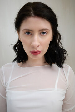 Сloseup Beauty Portrait Woman with Intense Gaze