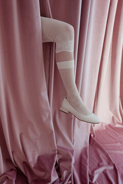 Anonymous woman leg in elegant shoe