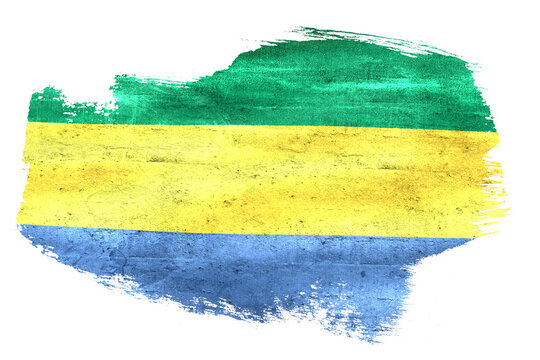 Gabon flag brush stroke painting on transparent background