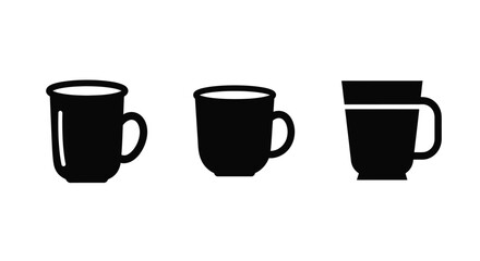 Three black coffee cups in varying fills a minimalist silhouette