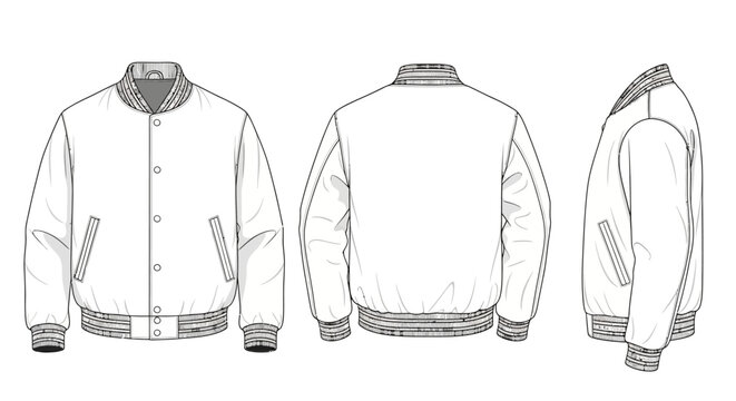 Fashion Sketch of a Classic Baseball Jacket